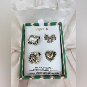 Piper K Brooch Set with Silver and Gold Accents